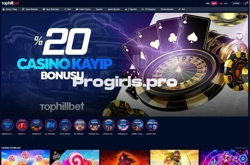 Tophillbet ana sayfa görünümü