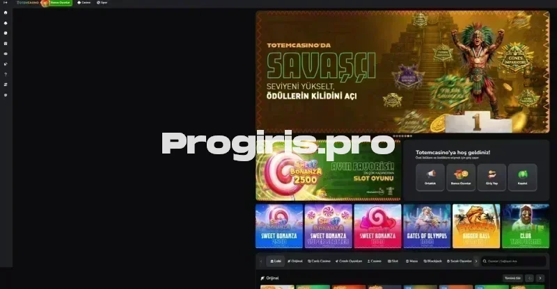 Totem Casino ana sayfa görünümü