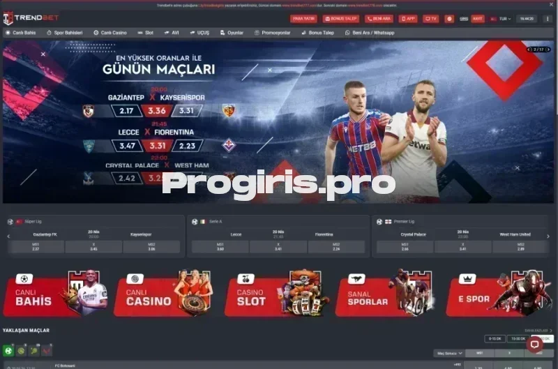 Trendbet ana sayfa görünümü