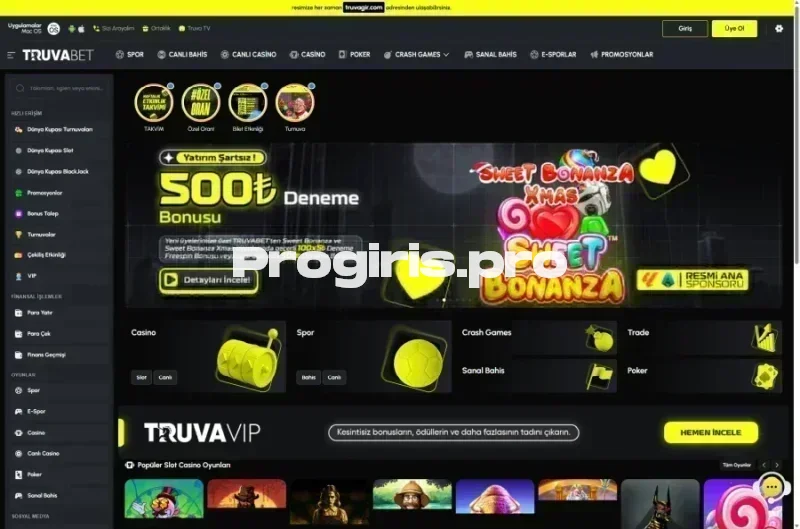 Truvabet ana sayfa görünümü