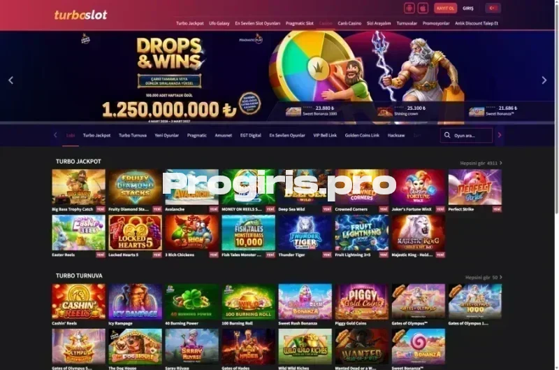 Turboslot ana sayfa görünümü