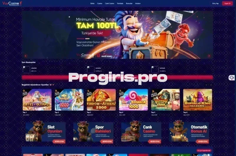 VayCasino ana sayfa görünümü