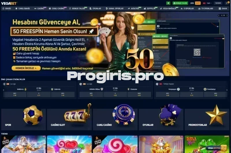Vegabet ana sayfa görünümü