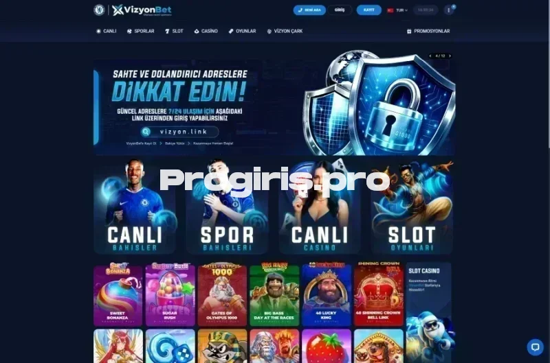 Vizyonbet ana sayfa görünümü