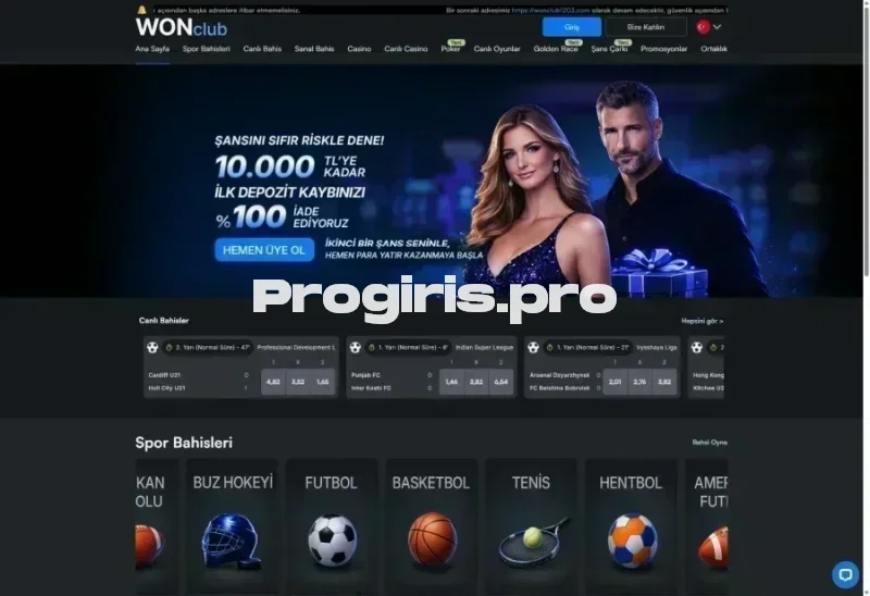 WonClub ana sayfa görünümü