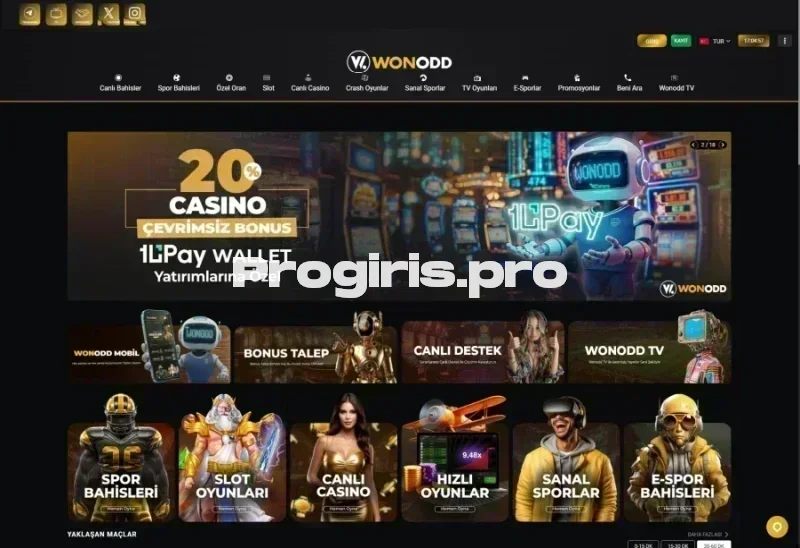 Wonodd ana sayfa görünümü