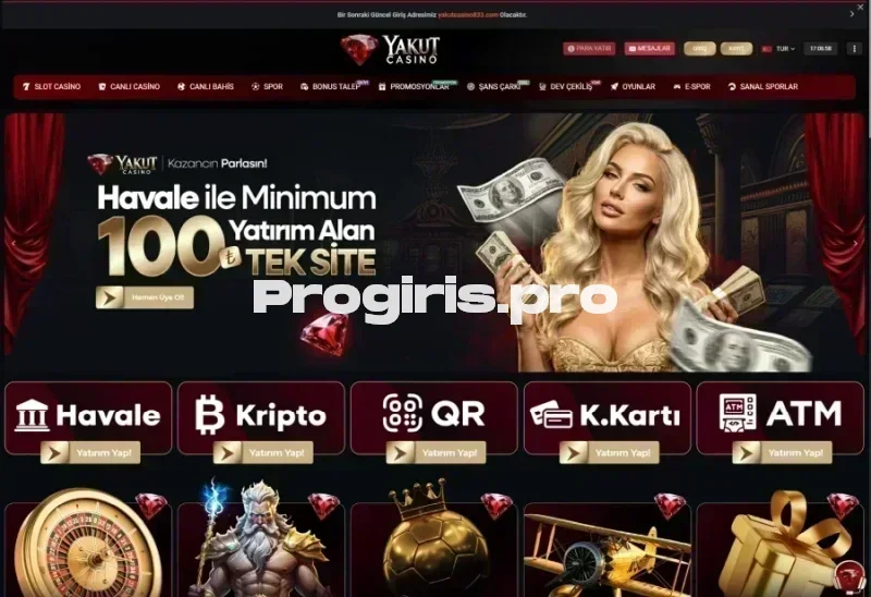Yakut Casino ana sayfa görünümü