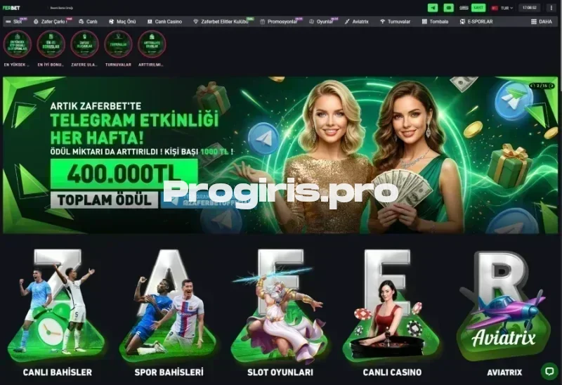 Zaferbet ana sayfa görünümü